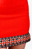 Gucci 2020 Red Wool Patterned Hem Mini Skirt Size 36