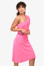 Versace Pink One Shoulder Midi Mid Length Dress Size 42