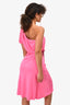 Versace Pink One Shoulder Midi Mid Length Dress Size 42