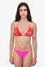 Versace Multicolour Pink & Gold Bikini Top + Bottom Swim Set Size 3