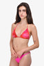 Versace Multicolour Pink & Gold Bikini Top + Bottom Swim Set Size 3