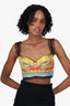 Versace Multicolor Print Silk Bralette Top Size 38