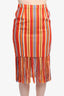 Pink Tartan Orange/Multicolor Striped Fringe Skirt Size 2