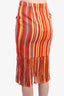 Pink Tartan Orange/Multicolor Striped Fringe Skirt Size 2