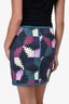 Isabel Marant Etoile Teal/Purple Printed Quilted Mini Skirt Size 36