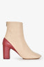 Celine Beige/Maroon Leather Heeled Booties Size 39.5