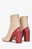 Celine Beige/Maroon Leather Heeled Booties Size 39.5