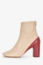 Celine Beige/Maroon Leather Heeled Booties Size 39.5