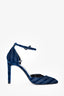 Givenchy Blue Velvet Logo Ankle Strap Heels Size 40