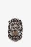 Gucci Silver Toned Lion Head Ring with Crystal