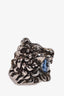 Gucci Silver Toned Lion Head Ring with Crystal