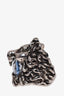 Gucci Silver Toned Lion Head Ring with Crystal