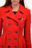 Burberry Brit Red Wool Double Breasted Coat Size 4