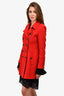 Burberry Brit Red Wool Double Breasted Coat Size 4