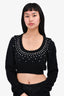 Alessandra Rich Black Mohair Cropped Crystal Embellished Sweater Size 42