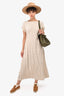 Toteme Beige Silk Crinkled Cap Sleeve Dress Size 36