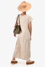 Toteme Beige Silk Crinkled Cap Sleeve Dress Size 36