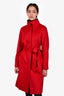 Max Mara Studio Red Wool Belted Coat Size 6