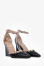 Valentino Black/Nude Leather 'Rockstud' Wedges Size 38.5