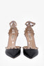 Valentino Black/Nude Leather 'Rockstud' Wedges Size 38.5