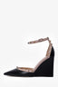 Valentino Black/Nude Leather 'Rockstud' Wedges Size 38.5