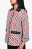 Gucci White/Red Horsebit Print Leather Collared Jacket Size 40