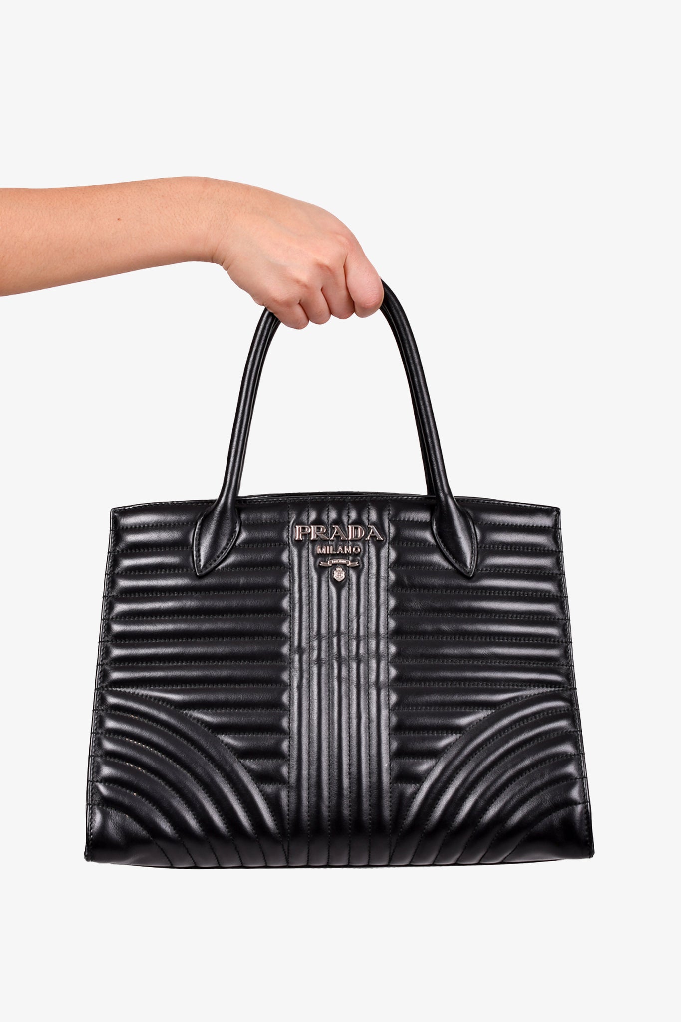 Prada diagramme store leather tote