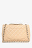 Pre-loved Chanel™ 2010/11 Beige Caviar Leather Jumbo Classic Flap Bag