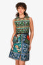 Burberry Prosum Runway F/W 2015 Blue Multi Patterned Sleeveless Mirrored Mini Dress Size 38