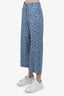 Max Mara Weekend Blue/White Cotton Printed Wide Leg Pants sz 0