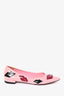 Prada Pink Patent Leather Kiss Print Flats Size 36