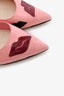 Prada Pink Patent Leather Kiss Print Flats Size 36