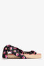 Prada Black/Pink Floral Satin Tie-Up Espadrille Sandals Size 37.5