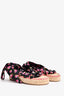 Prada Black/Pink Floral Satin Tie-Up Espadrille Sandals Size 37.5