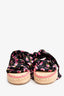 Prada Black/Pink Floral Satin Tie-Up Espadrille Sandals Size 37.5