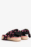 Prada Black/Pink Floral Satin Tie-Up Espadrille Sandals Size 37.5