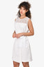 Sandro White Eyelet Detail Sleeveless Midi Dress with Side Tie Est. Size S