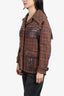 Prada Runway Brown Check Wool Leather Fringe Jacket Size 38