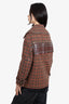 Prada Runway Brown Check Wool Leather Fringe Jacket Size 38