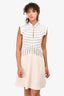 Victoria by Victoria Beckham Cream/Blue Striped Cotton Dress Size 8