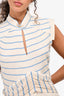 Victoria by Victoria Beckham Cream/Blue Striped Cotton Dress Size 8