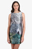 Mary Katrantzou Purple/Green Floral Metallic Jacquard Sleeveless Dress Size 10