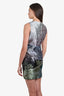 Mary Katrantzou Purple/Green Floral Metallic Jacquard Sleeveless Dress Size 10