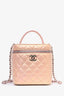 Pre-loved Chanel™ 2022 Pink Iridescent Leather Vanity Case