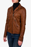 Prada Vintage Brown Leather Moto Jacket Size 42