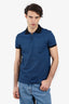 Saint Laurent Blue/Black Striped Polo Shirt Size L