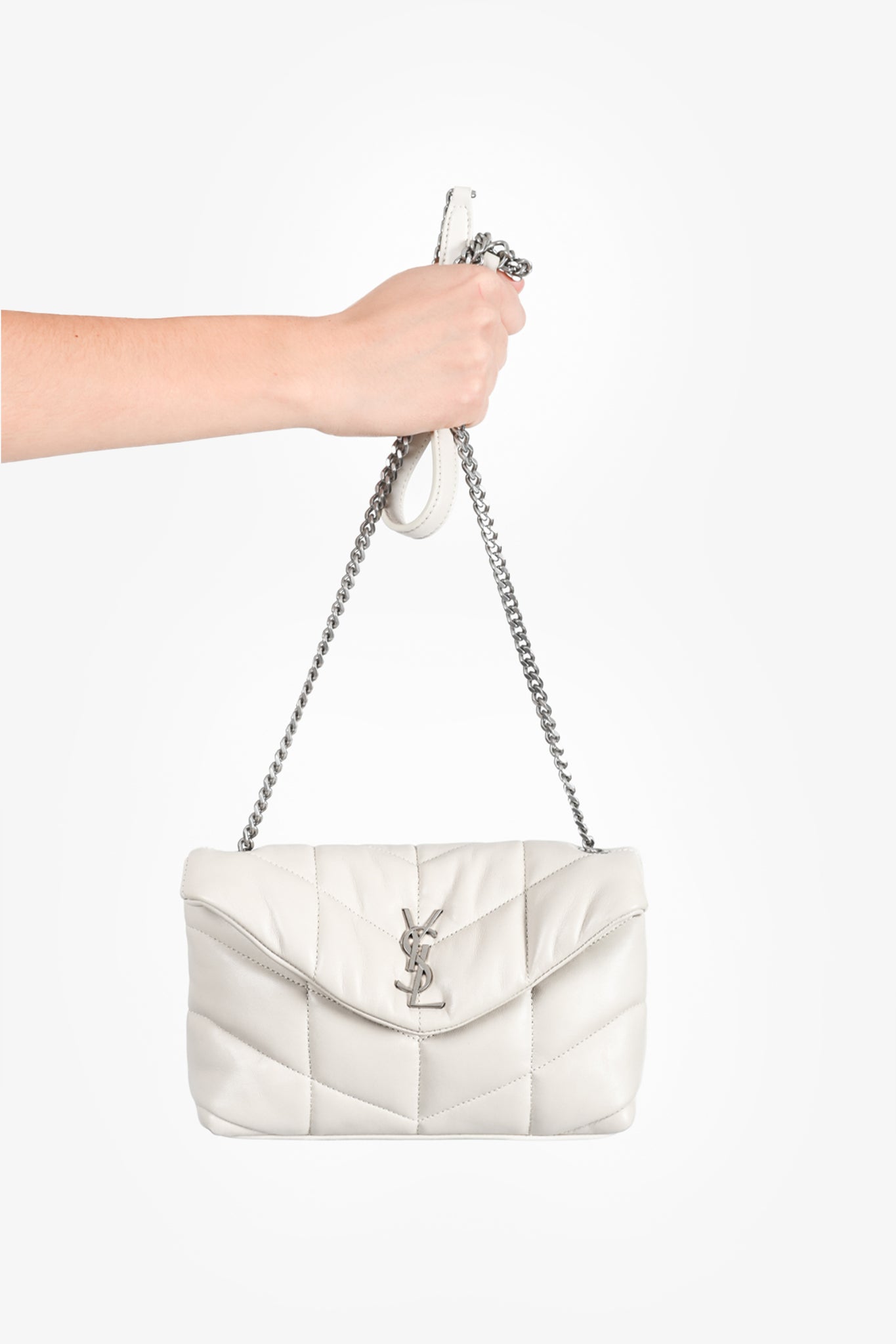 SAINT LAURENT: Puffer Toy quilted leather bag - Beige  Saint Laurent  shoulder bag 6203331EL07 online at