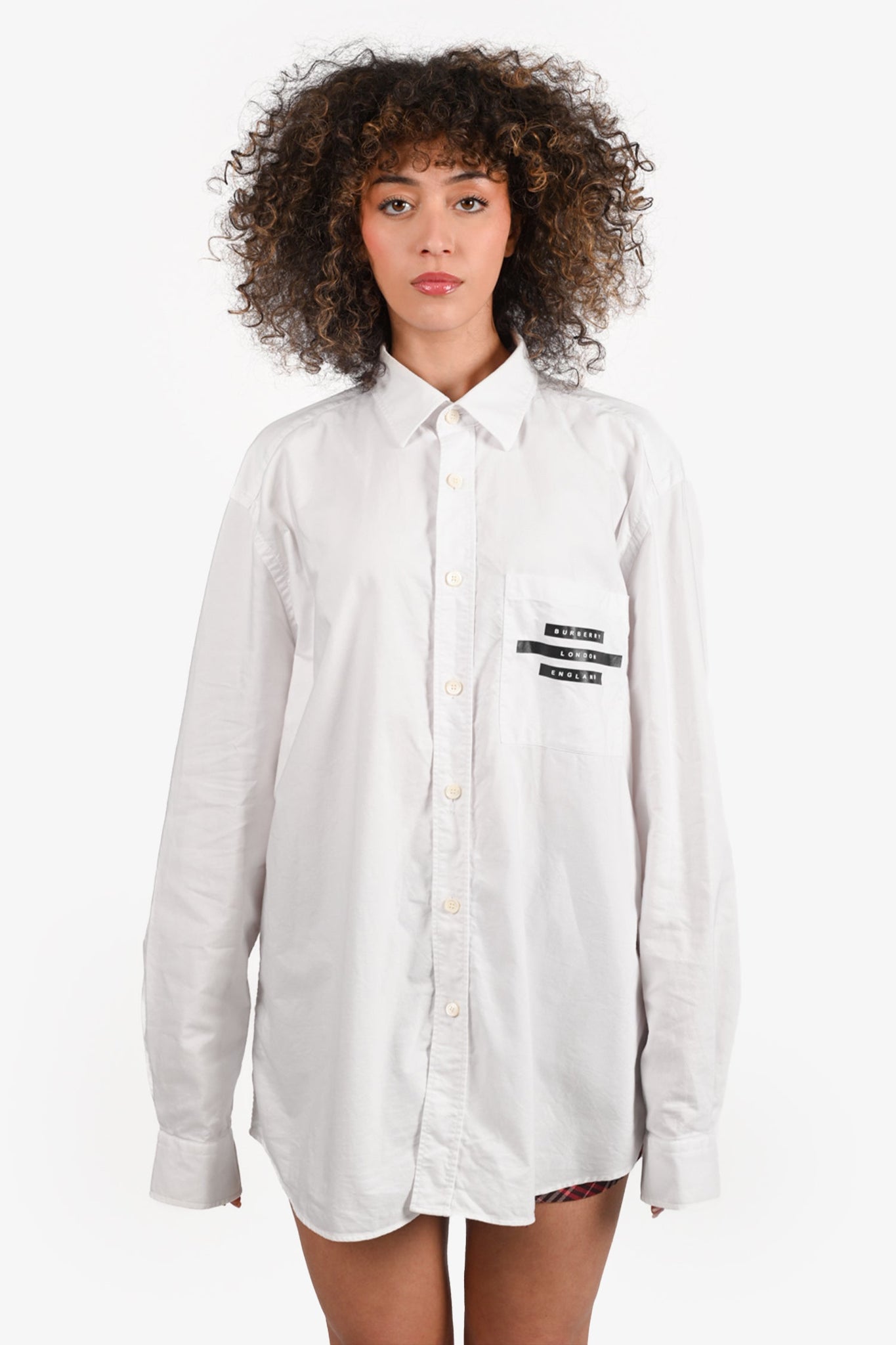 Burberry white outlet button down shirt