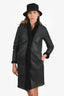 Iris & Ink Black Sheepskin Leather Reversible Coat Size L