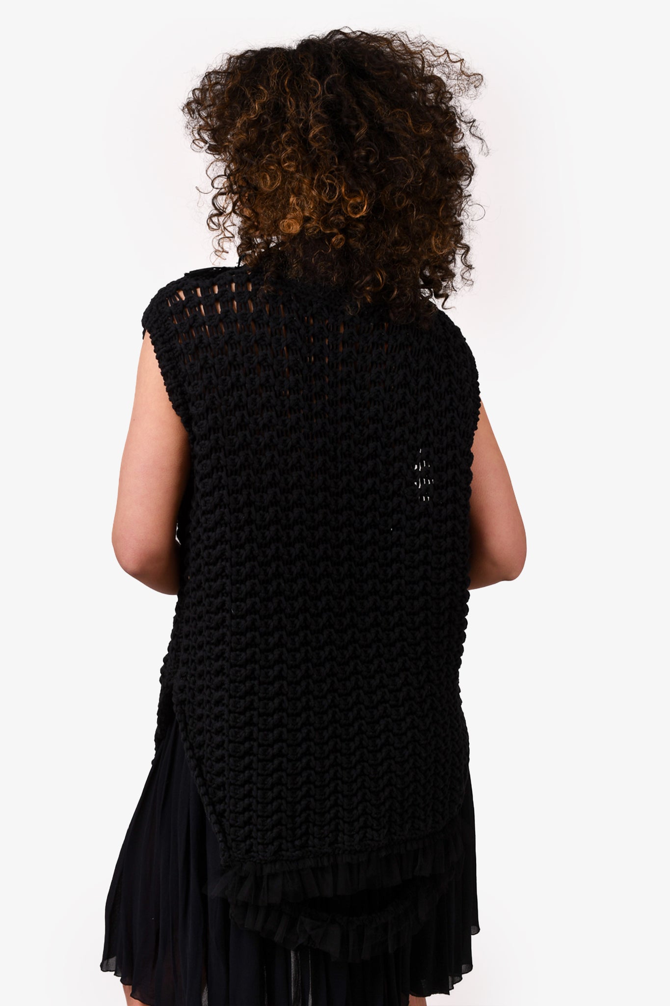 Simone Rocha Black Cotton Blend Knit Sleeveless Sweater with Crystal E –  Mine & Yours